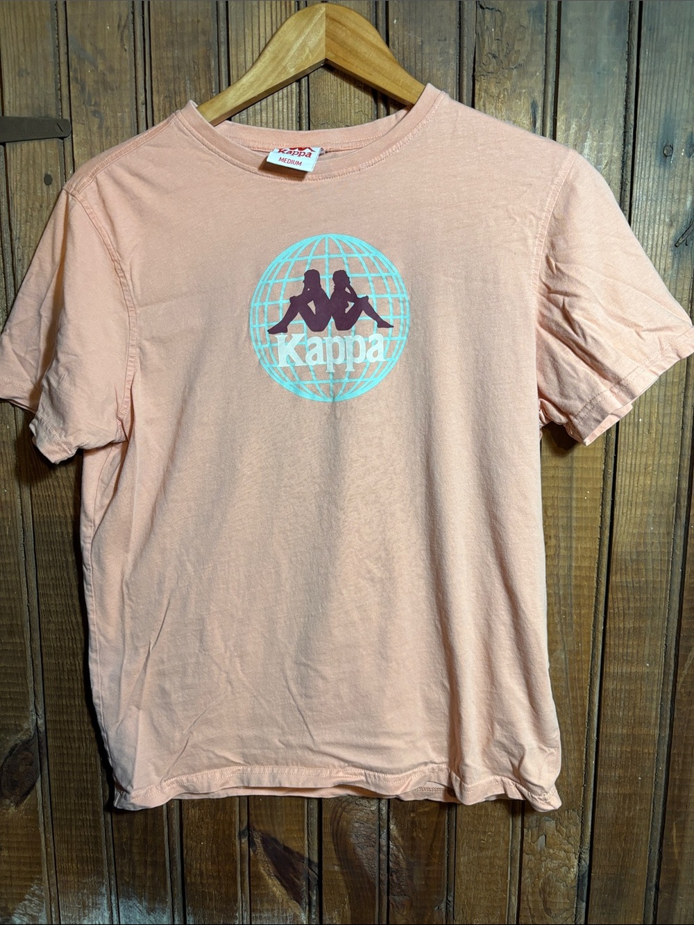 Kappa Peach Short-Sleeve Tee with Maroon Globe Logo